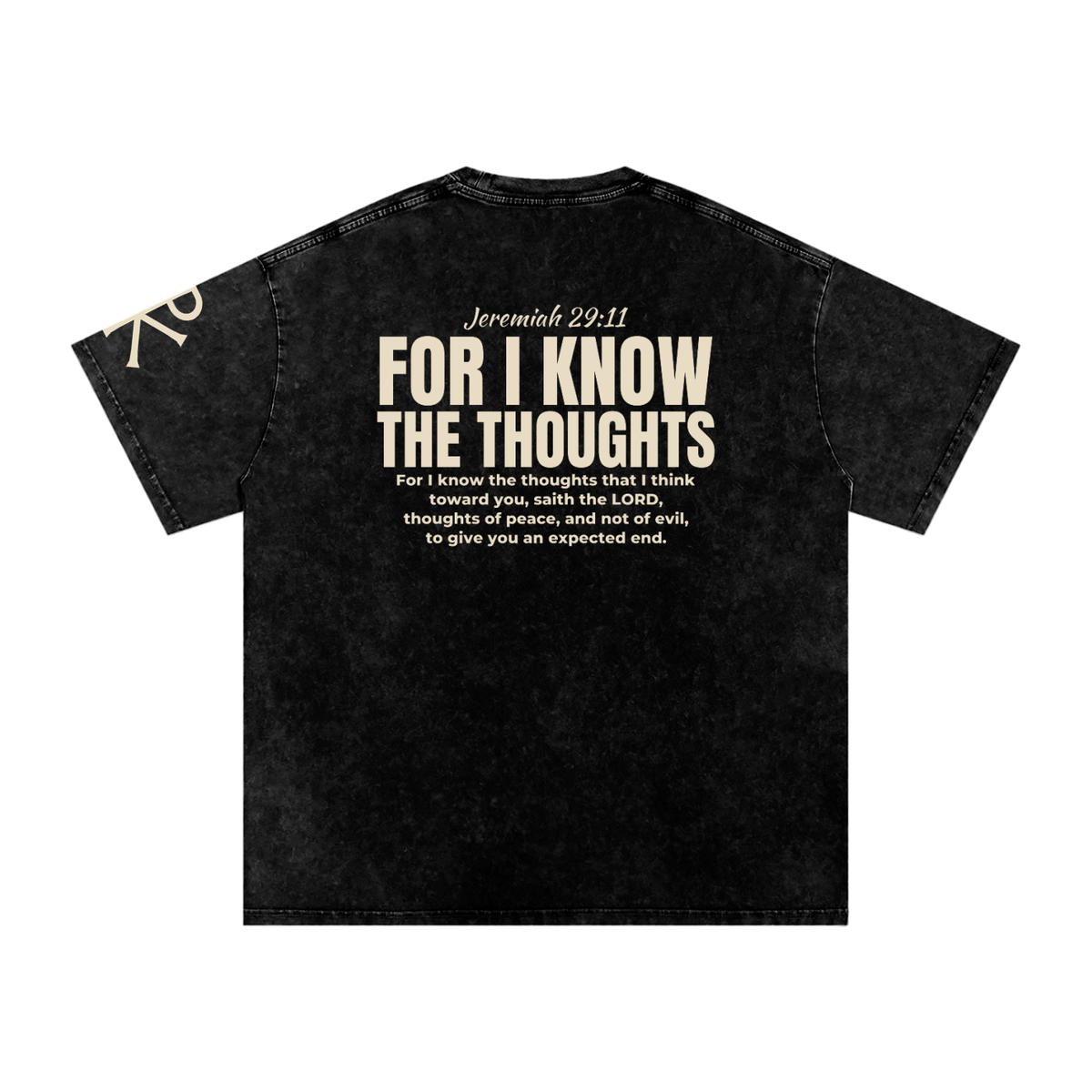 For I Know the Thoughts God in Flesh Christian t-shirt, Black, back with Jeremiah 29:11