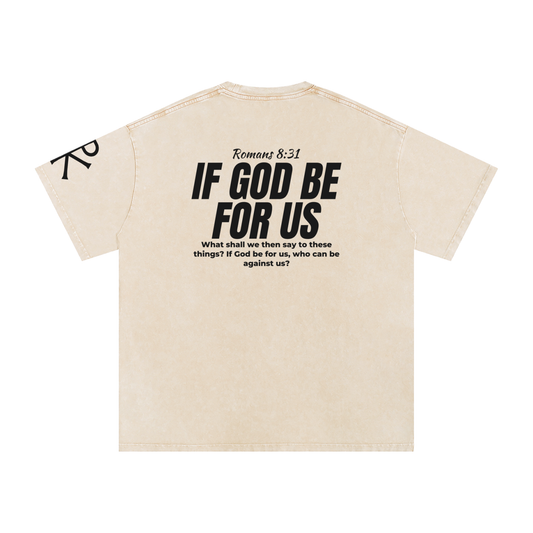 If God Be for Us God in Flesh Christian t-shirt, Apricot, back with Romans 8:31