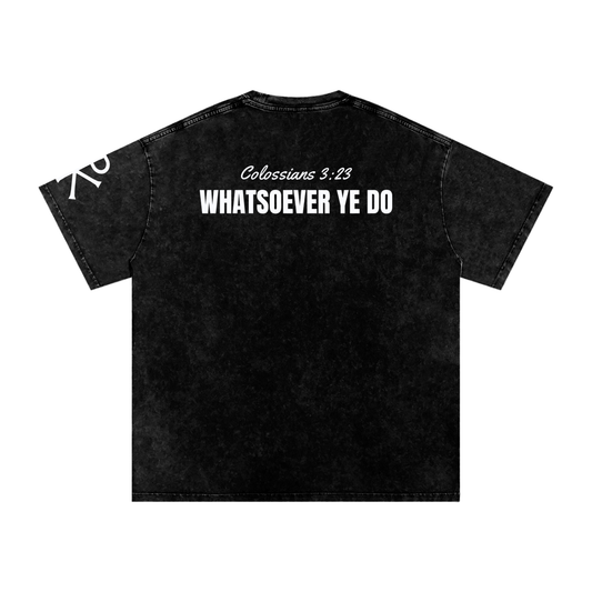 Whatsoever Ye Do God in Flesh Christian t-shirt, Black, back with Colossians 3:23