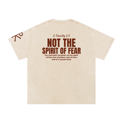 Not the Spirit of Fear God in Flesh Christian t-shirt, Apricot, back with 2 Timothy 1:7