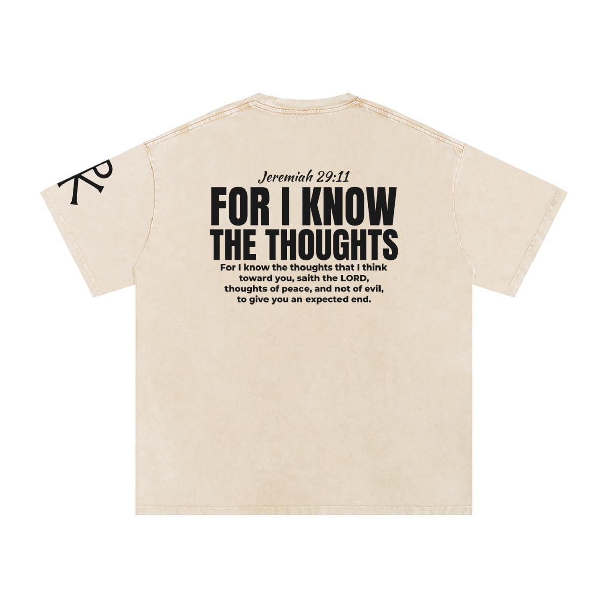 For I Know the Thoughts God in Flesh Christian t-shirt, Apricot, back with Jeremiah 29:11