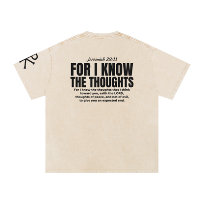 For I Know the Thoughts God in Flesh Christian t-shirt, Apricot, back with Jeremiah 29:11