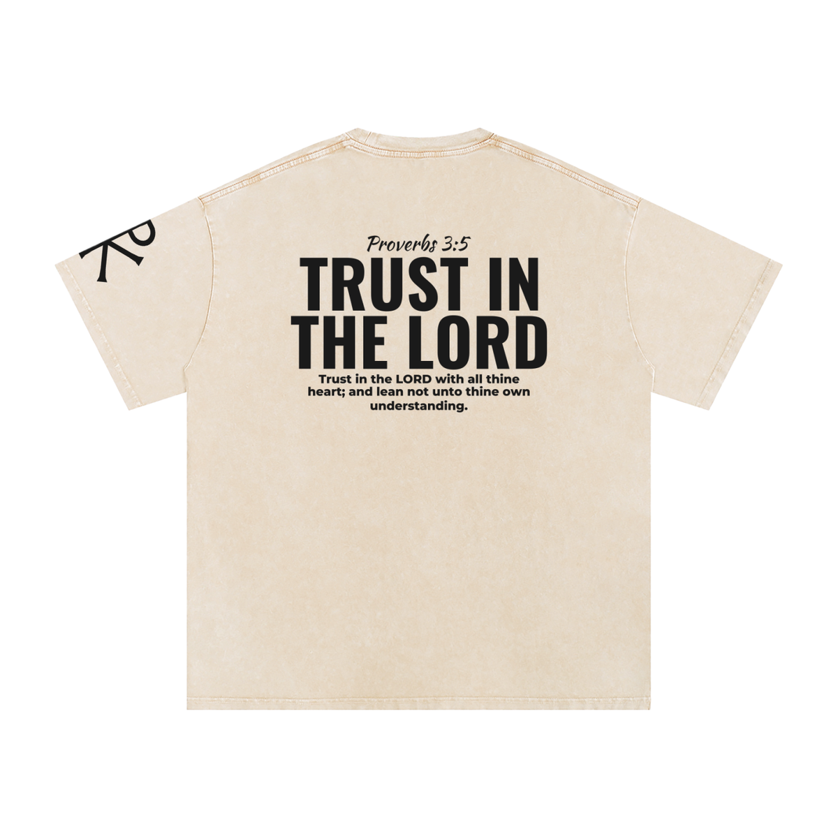 Trust in the Lord God in Flesh Christian t-shirt, Apricot, back with Proverbs 3:5