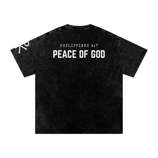 Peace of God God in Flesh Christian t-shirt, Black, back with Philippians 4:7