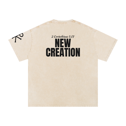 New Creation God in Flesh Christian t-shirt, Apricot, back with 2 Corinthians 5:17