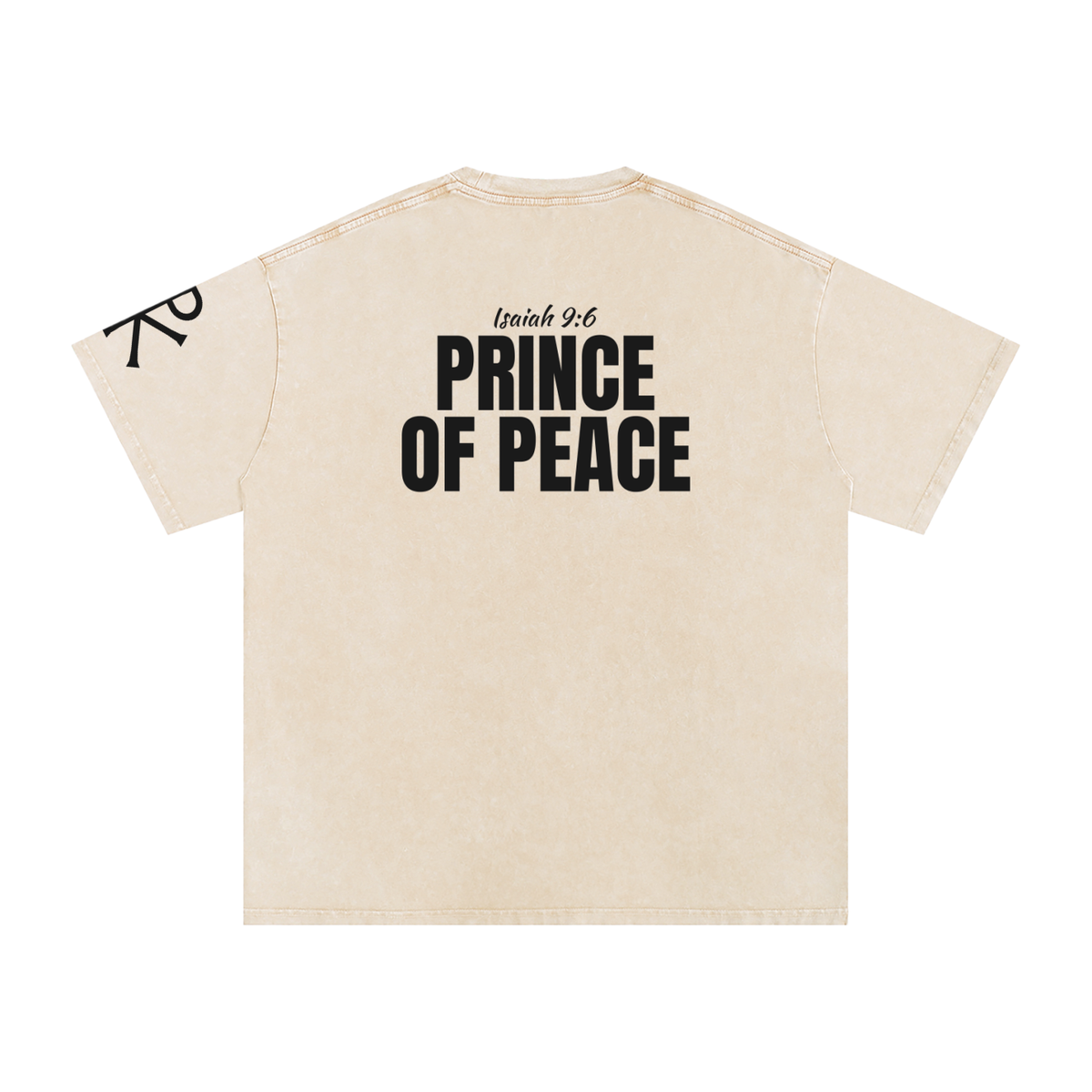 Prince of Peace God in Flesh Christian t-shirt, Apricot, back with Isaiah 9:6