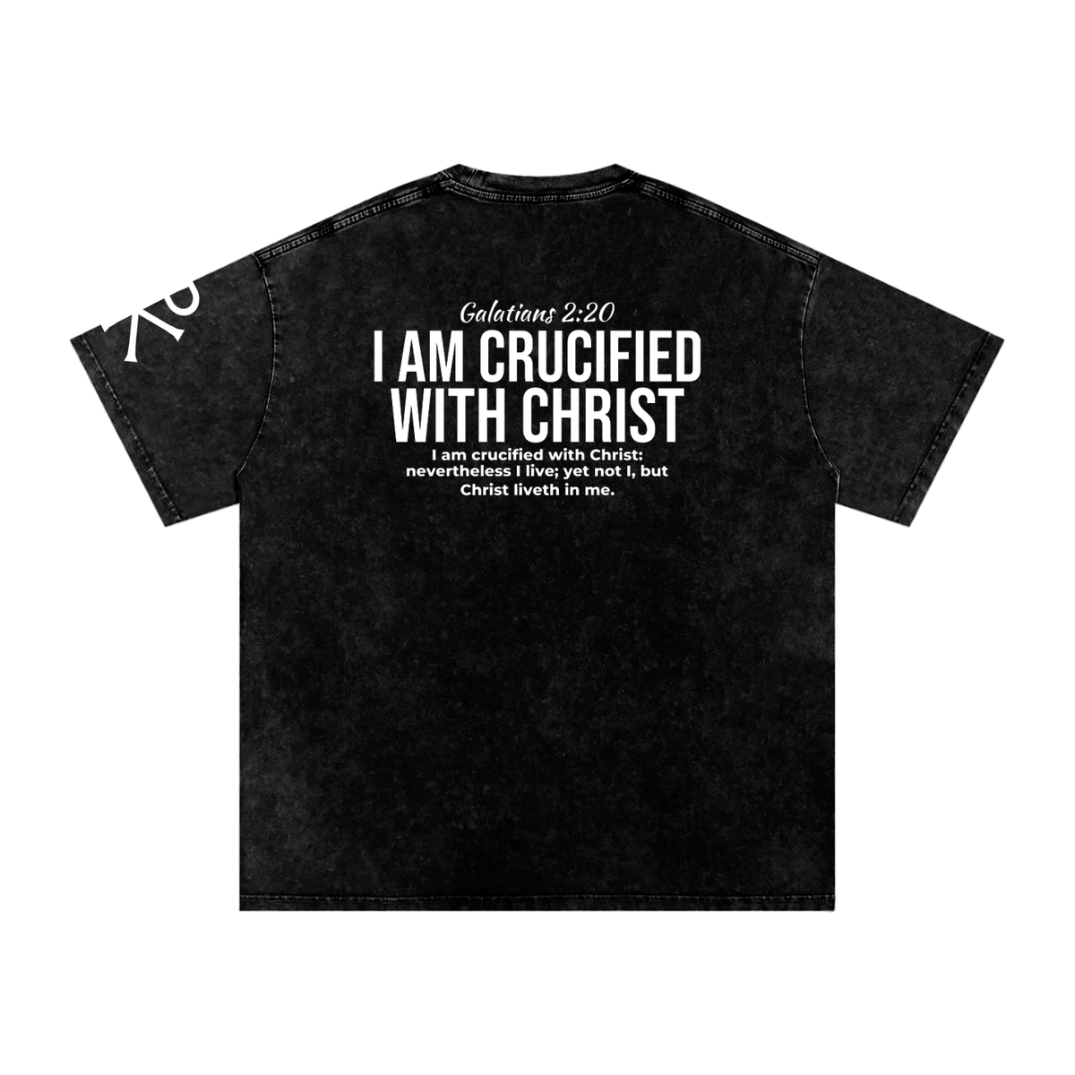 I Am Crucified with Christ God in Flesh Christian t-shirt, Black, back with Galatians 2:20