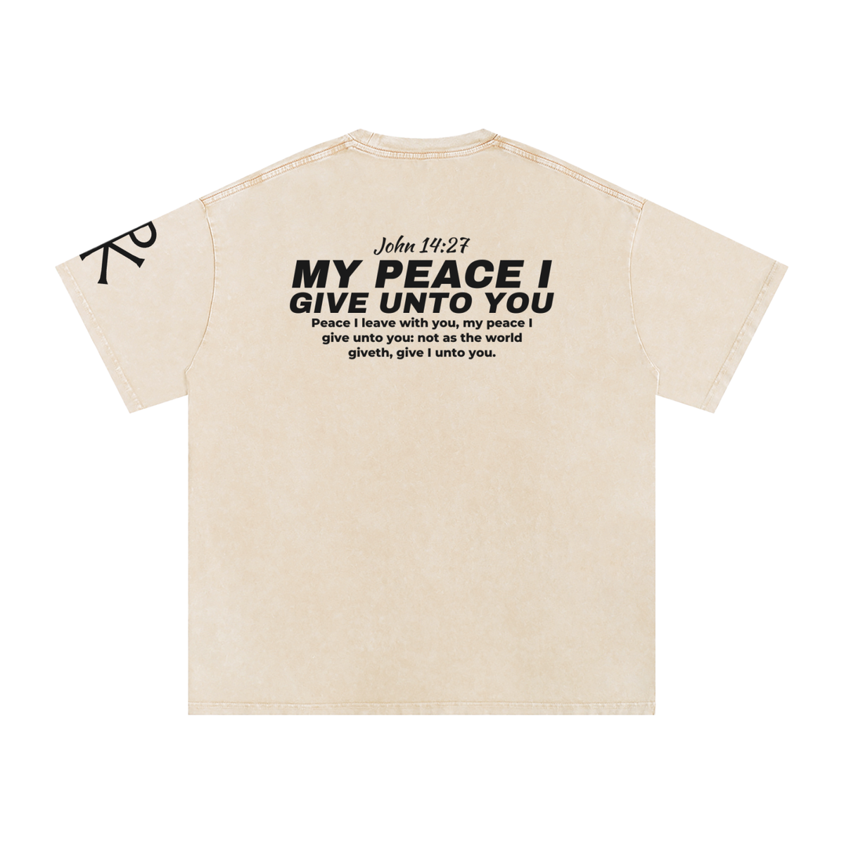 My Peace I Give unto You God in Flesh Christian t-shirt, Apricot, back with John 14:27