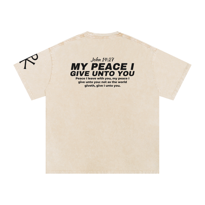 My Peace I Give unto You God in Flesh Christian t-shirt, Apricot, back with John 14:27