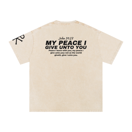 My Peace I Give unto You God in Flesh Christian t-shirt, Apricot, back with John 14:27