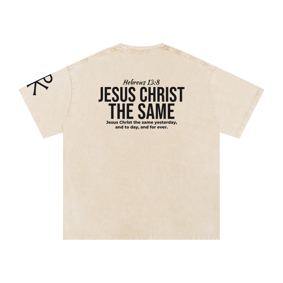Jesus Christ the Same God in Flesh Christian t-shirt, Apricot, back with Hebrews 13:8