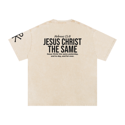 Jesus Christ the Same God in Flesh Christian t-shirt, Apricot, back with Hebrews 13:8