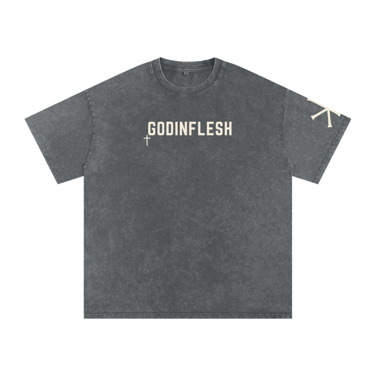 Salt & Light God in Flesh Christian t-shirt, Pirate Gray, front with Matthew 5:13-14