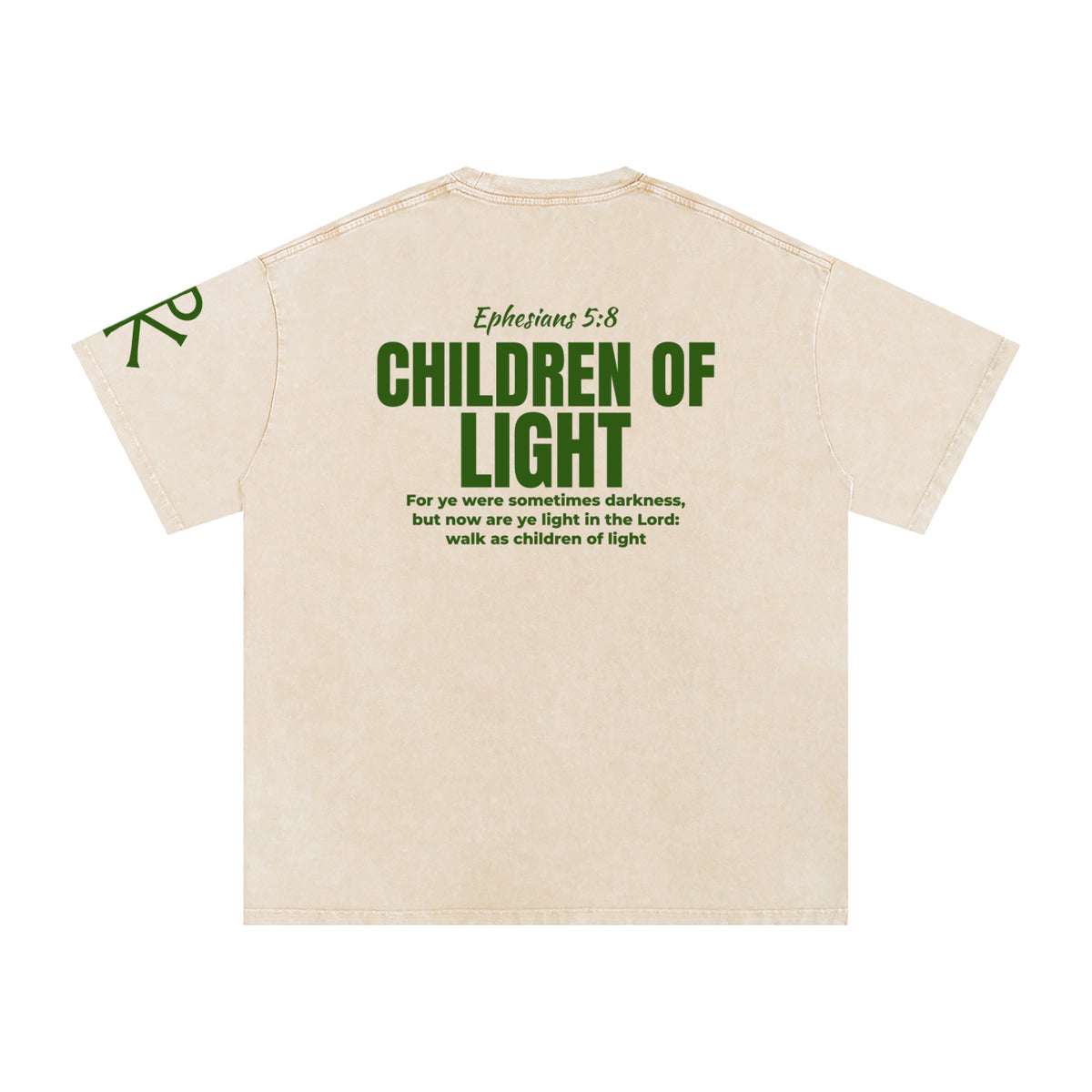 Children of Light God in Flesh Christian t-shirt, Apricot, back with Ephesians 5:8
