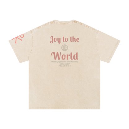Joy to the World God in Flesh Christian t-shirt, Apricot, back with Psalm 98:4