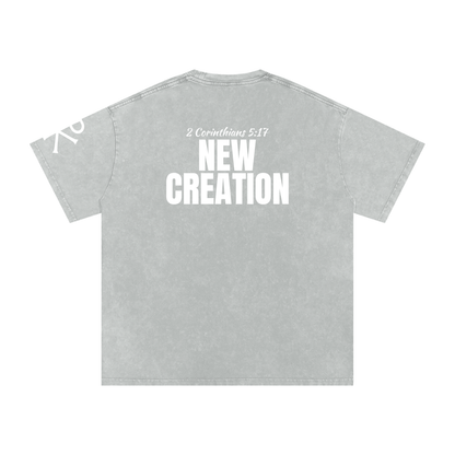 New Creation God in Flesh Christian t-shirt, Light Gray, back with 2 Corinthians 5:17