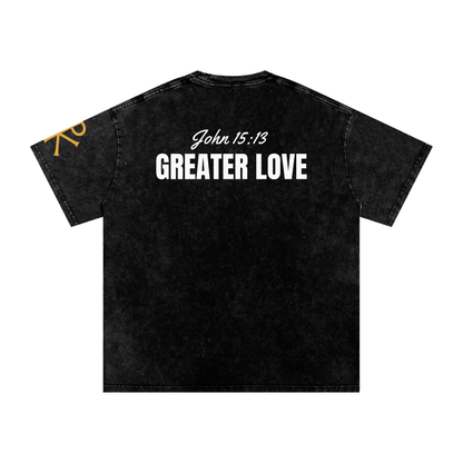 Greater Love God in Flesh Christian t-shirt, Black, back with John 15:13