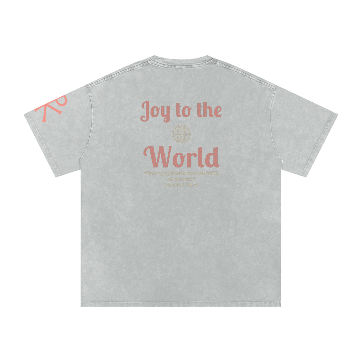 Joy to the World God in Flesh Christian t-shirt, Light Gray, back with Psalm 98:4