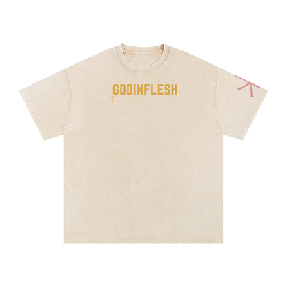 Love Like Jesus God in Flesh Christian t-shirt, Apricot, front with John 13:34