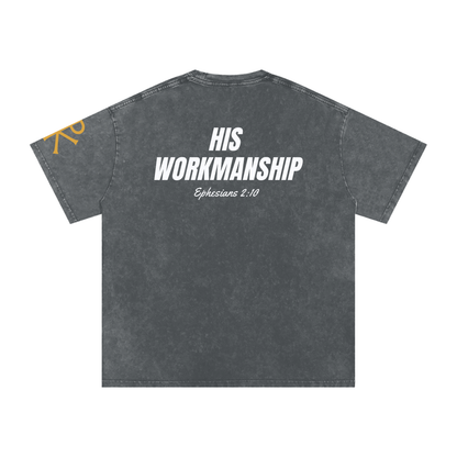 His Workmanship God in Flesh Christian t-shirt, Pirate Gray, back with Ephesians 2:10