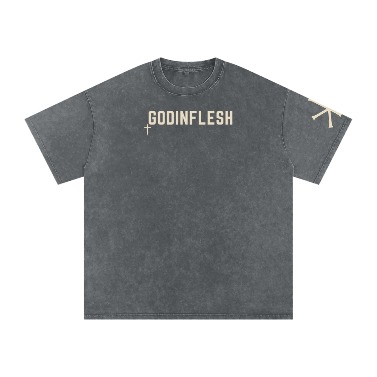 No Terror by Night God in Flesh Christian t-shirt, Pirate Gray, front with Psalm 91:5