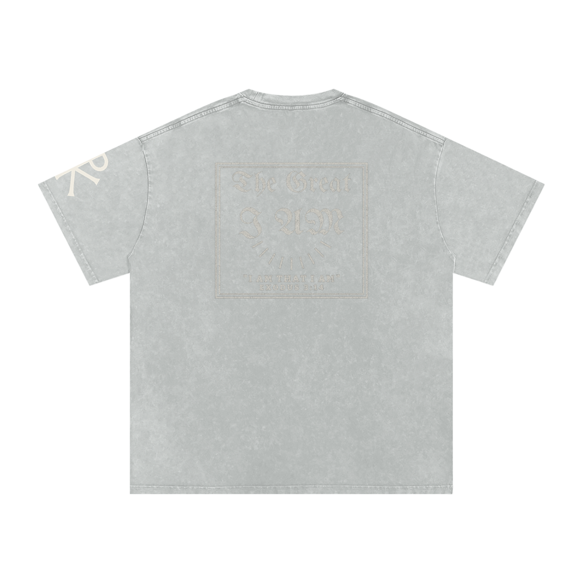 The Great I AM God in Flesh Christian t-shirt, Light Gray, back with Exodus 3:14