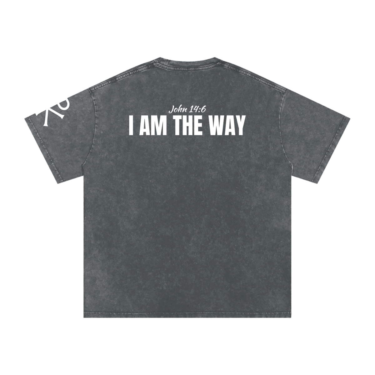 I Am the Way God in Flesh Christian t-shirt, Pirate Gray, back with John 14:6