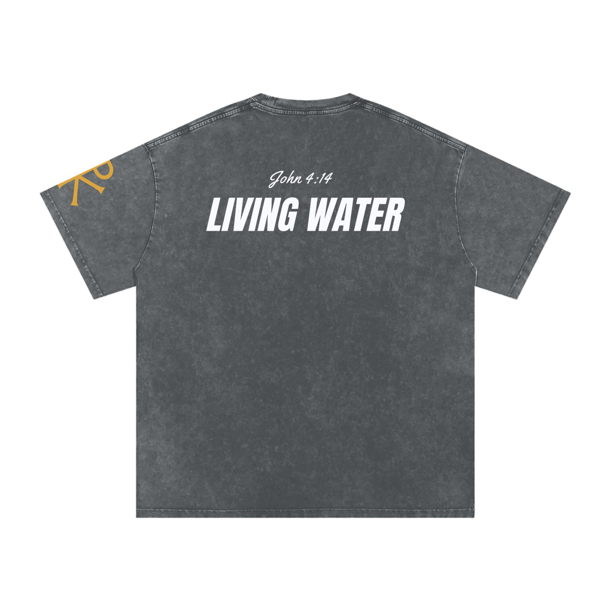 Living Water God in Flesh Christian t-shirt, Pirate Gray, back with John 4:14
