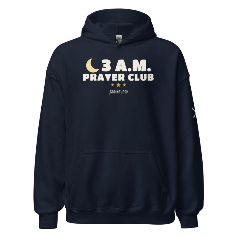 3 A.M. Prayer Club Hoodie, front view mockup