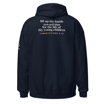 3 A.M. Prayer Club Hoodie, back view mockup with the KJV verse