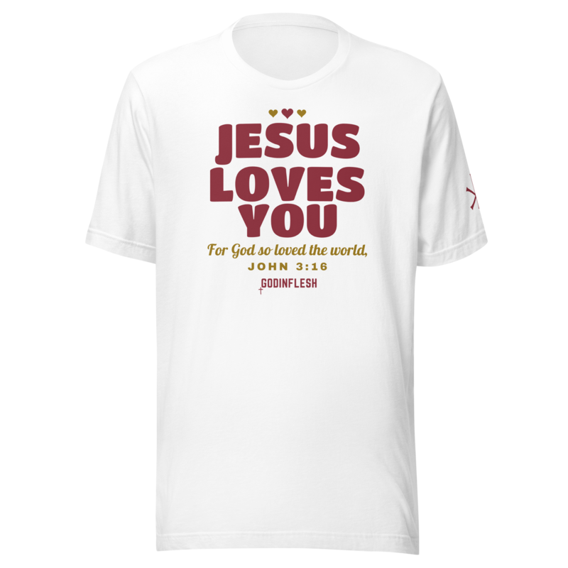 Jesus Loves You Family Tee, Adult (Set A piece), front view mockup