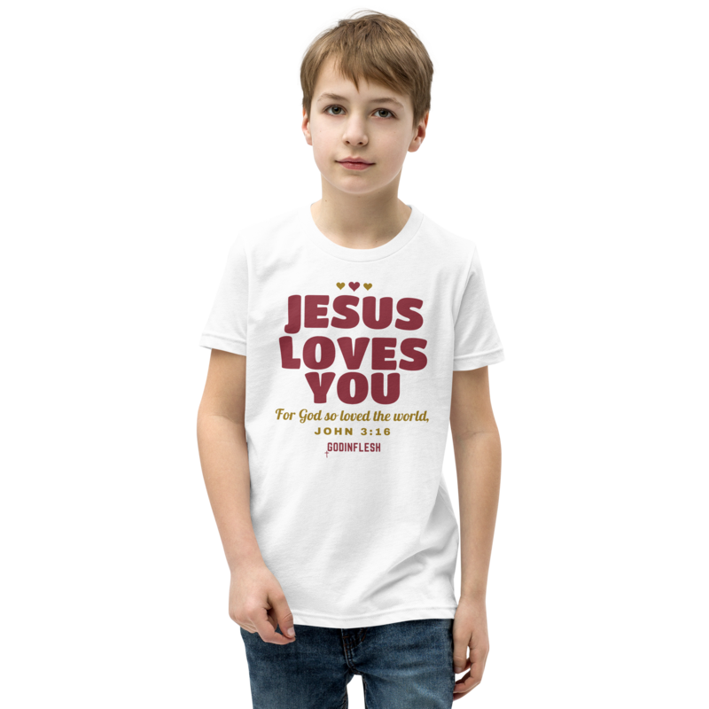 Jesus Loves You Family Tee, Youth (Set A piece), front view mockup