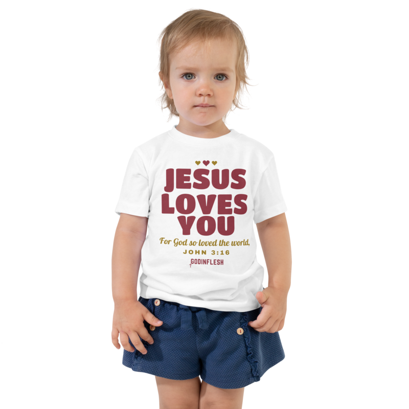 Jesus Loves You Family Tee, Toddler (Set A piece), front view mockup