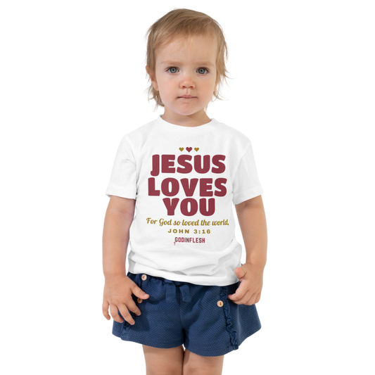 Jesus Loves You Family Tee, Toddler (Set A piece), front view mockup