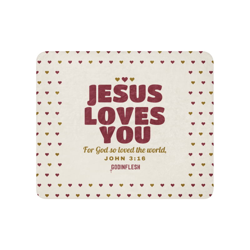 Jesus Loves You Sherpa Blanket (Christmas Morning Bundle piece), front view mockup