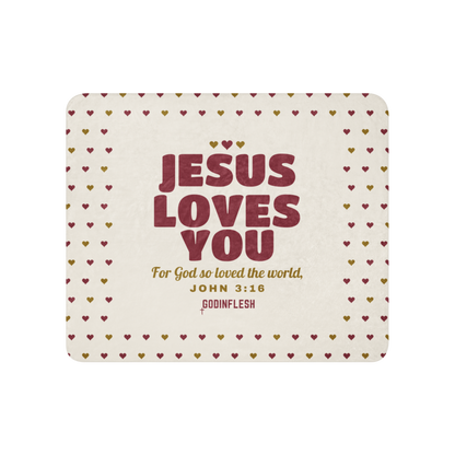 Jesus Loves You Sherpa Blanket (Christmas Morning Bundle piece), front view mockup