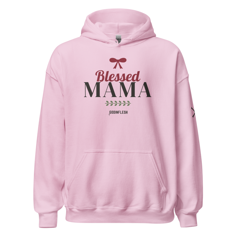 Blessed Mama Bow Hoodie, front view mockup