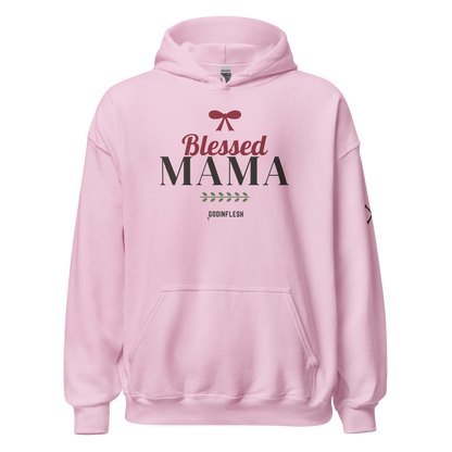 Blessed Mama Bow Hoodie, front view mockup