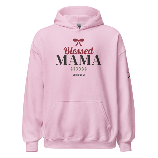 Blessed Mama Bow Hoodie, front view mockup