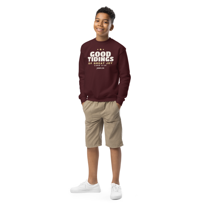 Good Tidings Family Crewneck, Youth (Family Set piece), front view mockup