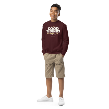 Good Tidings Family Crewneck, Youth (Family Set piece), front view mockup