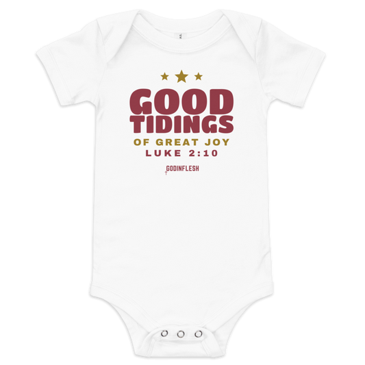 Good Tidings Baby Bodysuit (Family Set piece), front view mockup