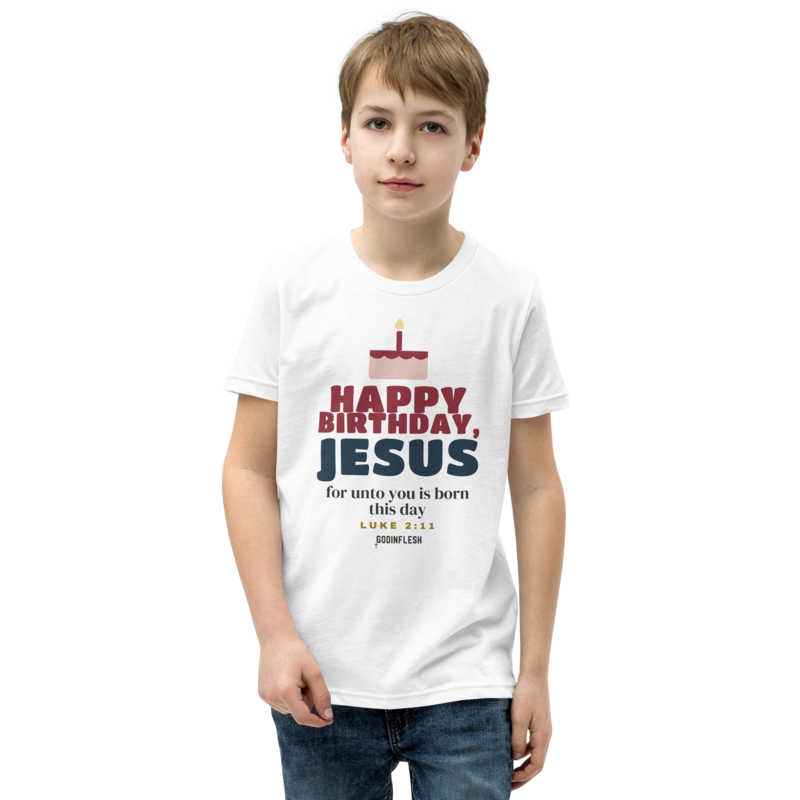 Happy Birthday, Jesus Youth Tee (Sibling Set piece), front view mockup