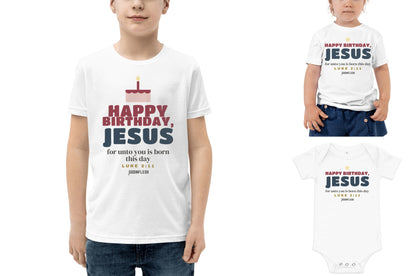 Happy Birthday, Jesus Sibling Christmas Set in use (the full set, our design)