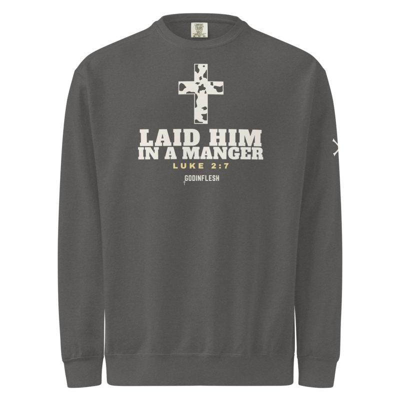 Manger Cross Western Christmas Crewneck, front view mockup