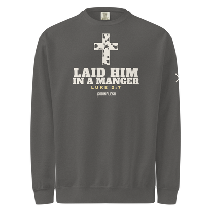 Manger Cross Western Christmas Crewneck, front view mockup