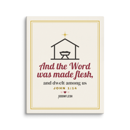 The Word Was Made Flesh Nativity Canvas – Canvas 16″×20″, front view mockup